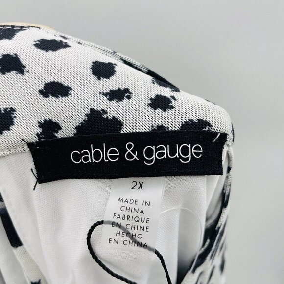 Cable & Gauge Womens Plus Size 2X Ruched Printed Long Sleeve Blouse White 315 - Picture 7 of 7